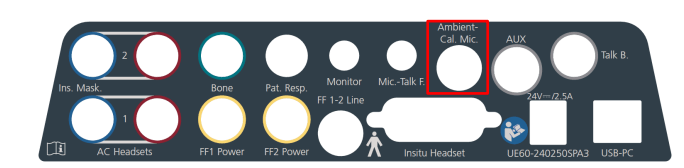 Affinity Compact sockets, with a red square around the socket for the ambient noise microphone.